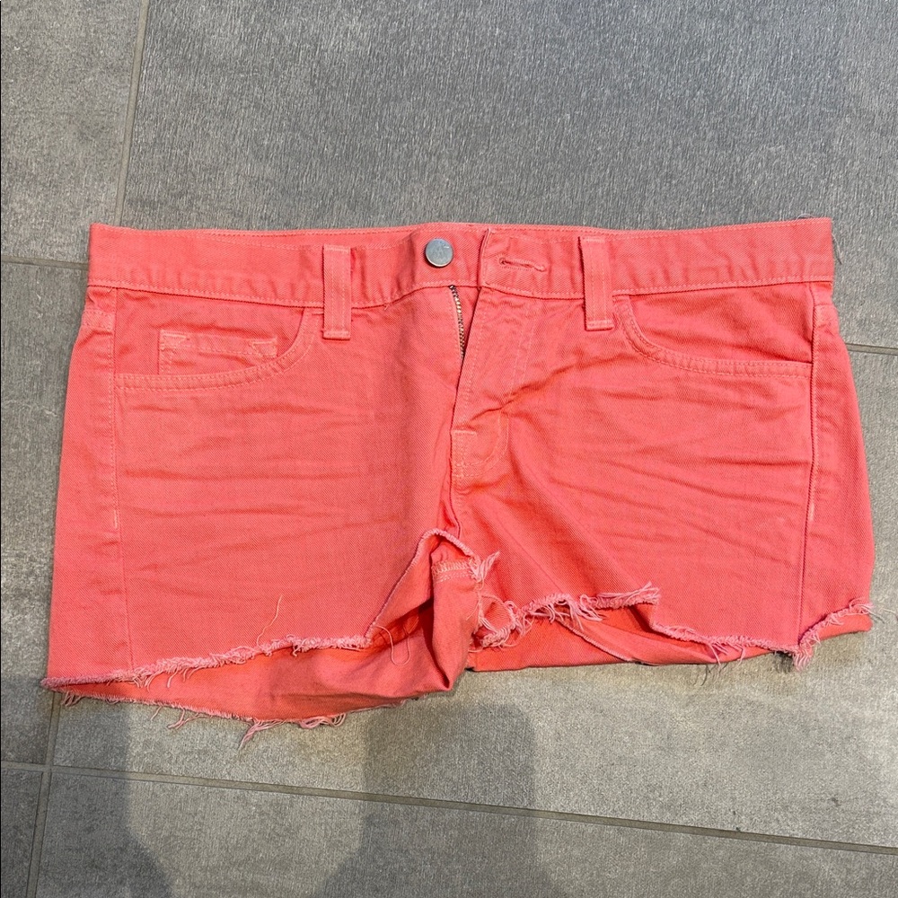 J Brand Coral Jean Shorts with Frayed Hem
